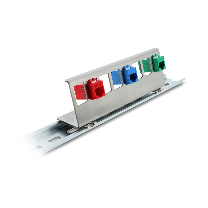 Delock Keystone Metall Halterung 8 Port für Hutschiene