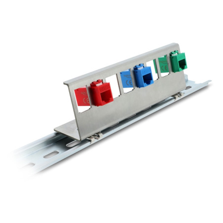 Delock Keystone Metall Halterung 8 Port für Hutschiene