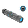 Delock Kabelverbinder RJ45 Buchse zu RJ45 Buchse Cat.6A mit M23.5 x 1,5 mm Gewinde IP68 staub- und wasserdicht grau