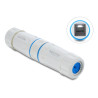 Delock Kabelverbinder RJ45 Buchse zu RJ45 Buchse Cat.6A mit M23.5 x 1,5 mm Gewinde IP68 staub- und wasserdicht weiß