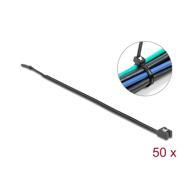Delock Kabelbinder selbstschneidend L 200 x B 4,8 mm 50 Stück schwarz