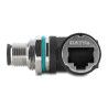 Delock M12 Adapter D-kodiert 4 Pin Stecker zu RJ45 Buchse zum Einbau rund 90° gewinkelt