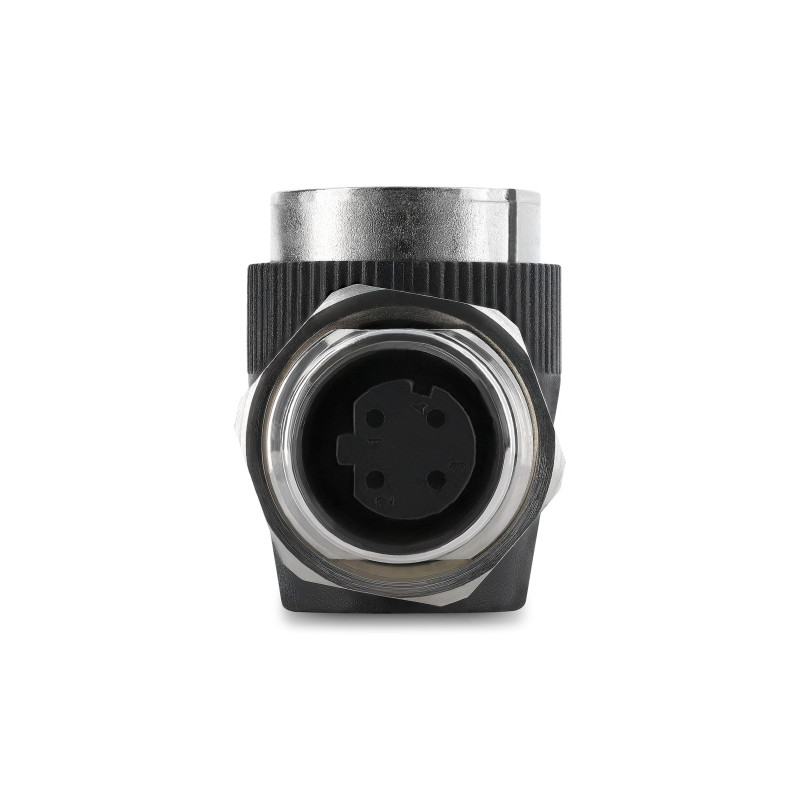 Delock M12 Adapter D-kodiert 4 Pin Buchse zu RJ45 Buchse zum Einbau rund 90° gewinkelt