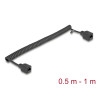 Delock RJ45 Spiralkabel Buchse zu Buchse Cat.5e UTP 0,5 m bis 1 m schwarz