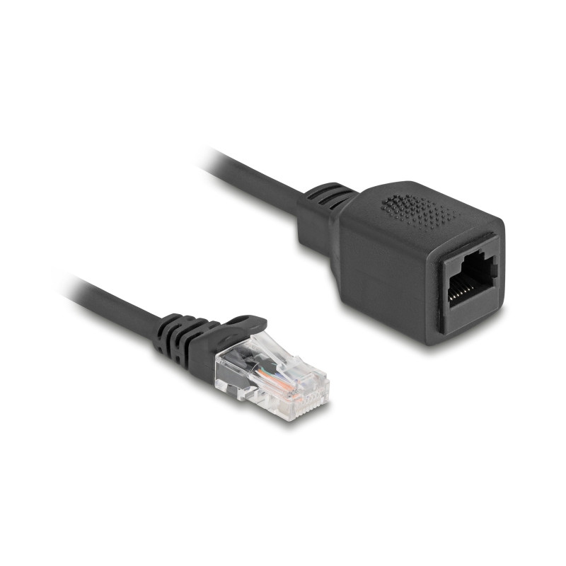 Delock RJ45 Spiralkabel Stecker zu Buchse Cat.5e UTP 0,8 m bis 2 m schwarz