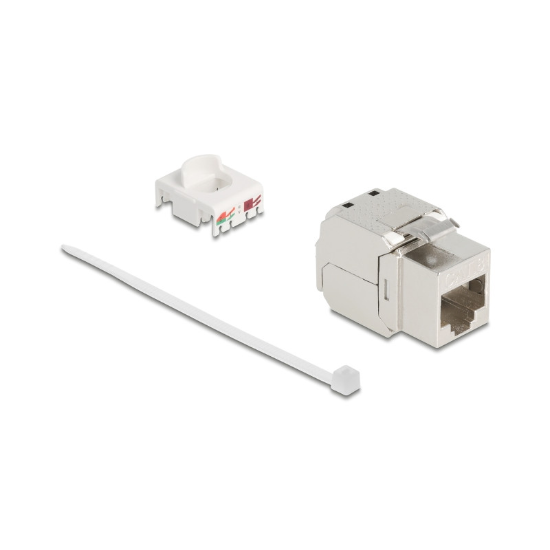 Delock Keystone Modul RJ45 Buchse zu LSA Cat.8.1 STP mit Metall Latch werkzeugfrei