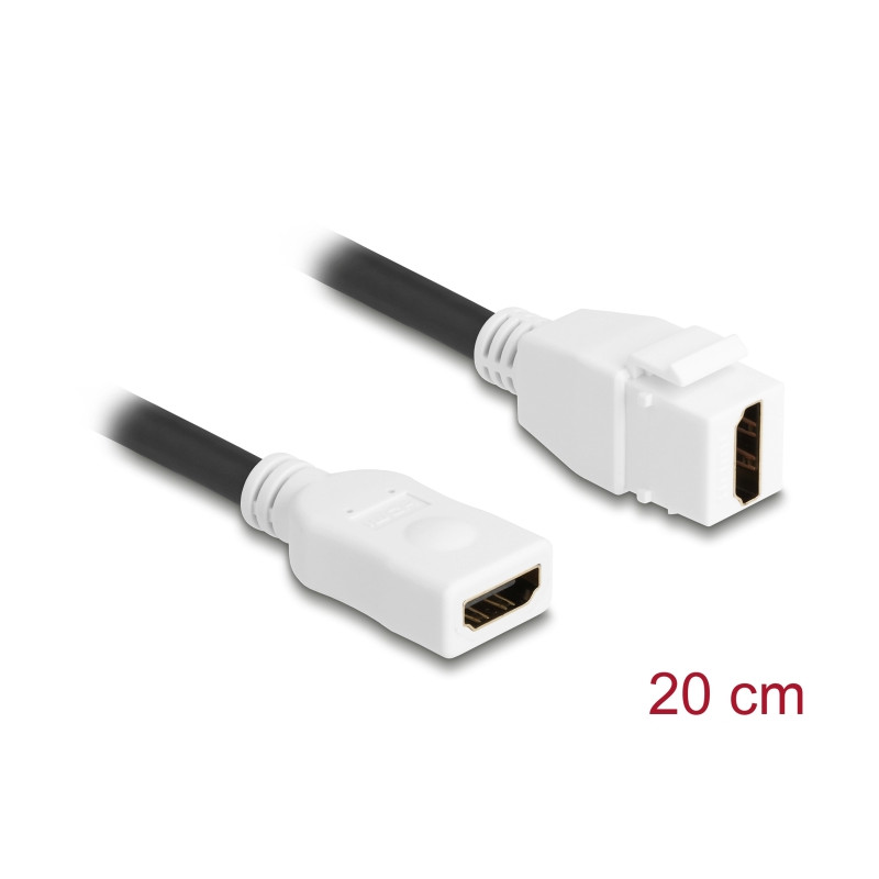 Delock Keystone Modul Kabel HDMI Buchse zu Buchse 8K 60 Hz 20 cm weiß