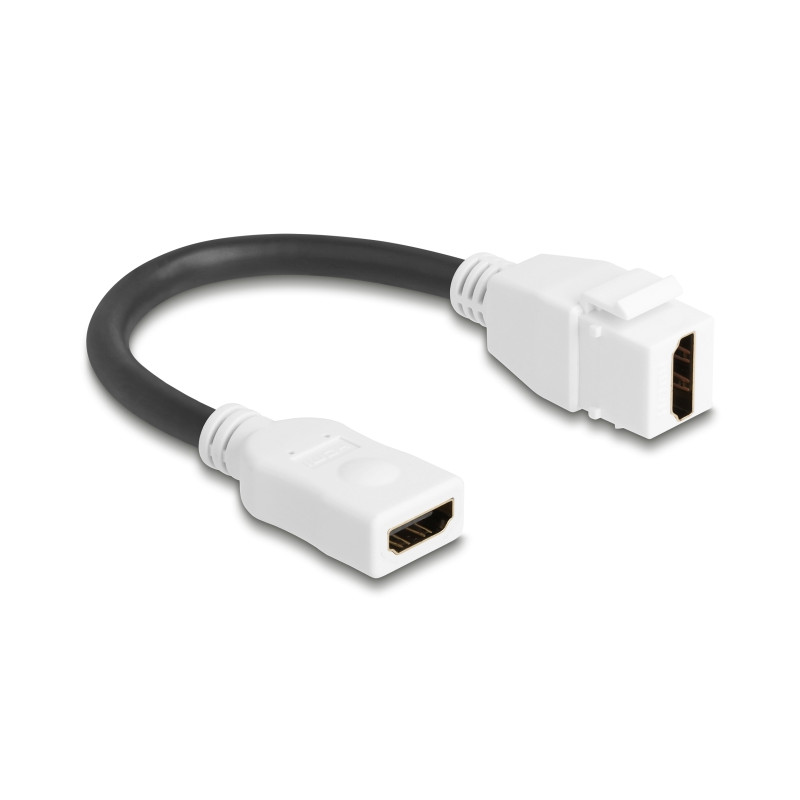 Delock Keystone Modul Kabel HDMI Buchse zu Buchse 8K 60 Hz 20 cm weiß