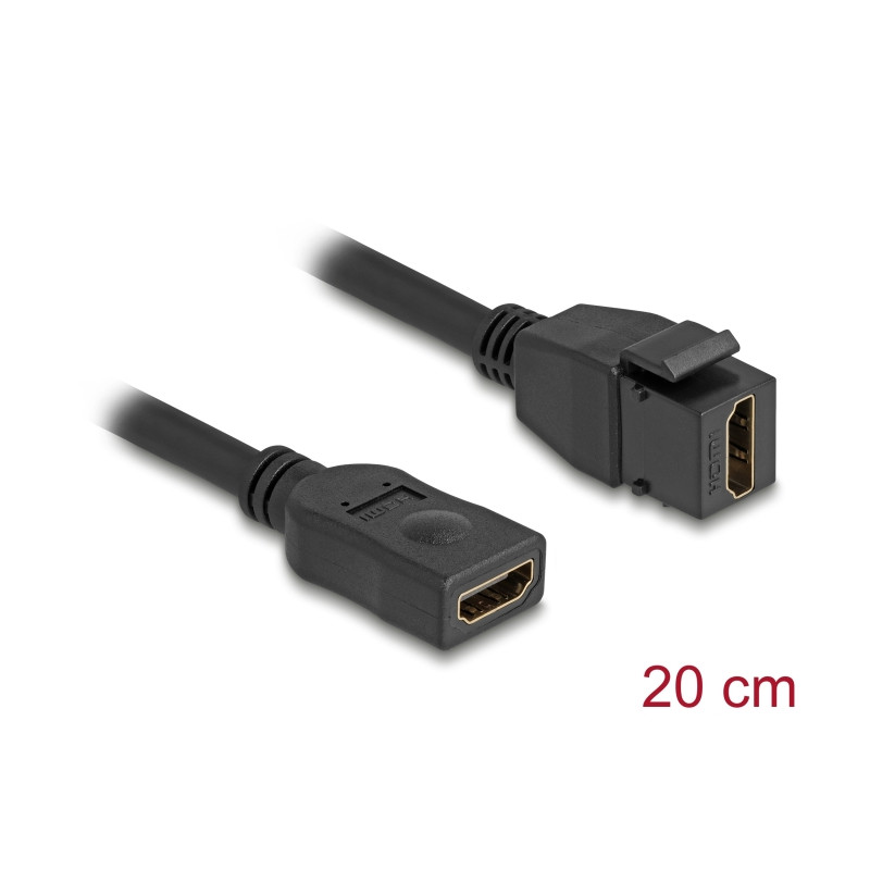 Delock Keystone Modul Kabel HDMI Buchse zu Buchse 8K 60 Hz 20 cm schwarz