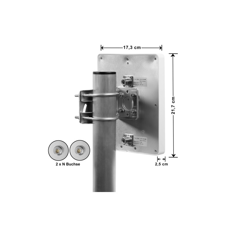 Delock WiFi 6 MIMO Antenne 2 x N Buchse 8 dBi direktional Mastmontage outdoor