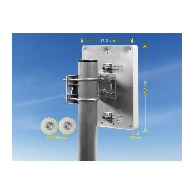 Delock WiFi 6 MIMO Antenne 2 x N Buchse 8 dBi direktional Mastmontage outdoor