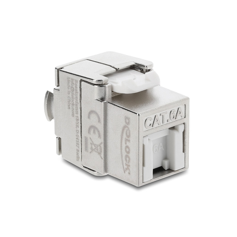 Delock Keystone Modul RJ45 Buchse zu LSA Cat.6A geschirmt werkzeugfrei mit Staubschutzklappe
