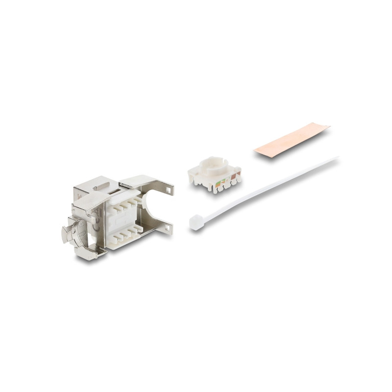 Delock Keystone Modul RJ45 Buchse zu LSA Cat.6A geschirmt werkzeugfrei mit Staubschutzklappe