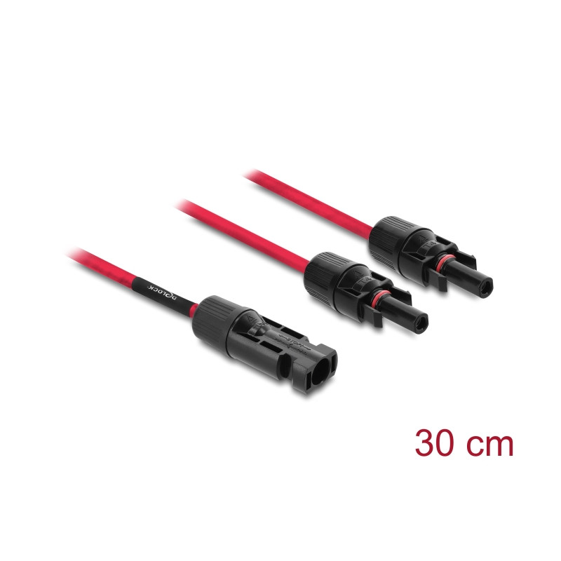 Delock DL4 Solar Splitter Kabel 1 x Stecker zu 2 x Buchse 30 cm rot
