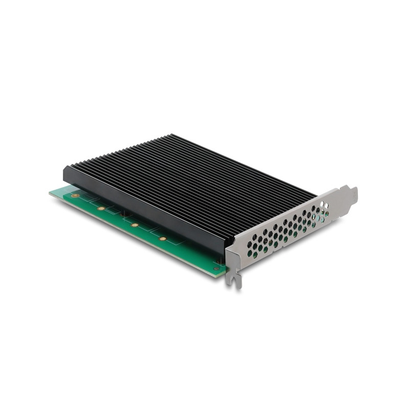 Delock PCI Express 5.0 x16 Karte zu 4 x intern NVMe M.2 Key M mit Kühlkörper - Bifurcation