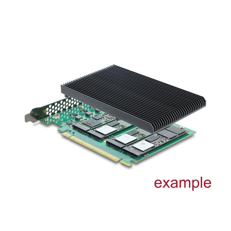 Delock PCI Express 5.0 x16 Karte zu 4 x intern NVMe M.2 Key M mit Kühlkörper - Bifurcation
