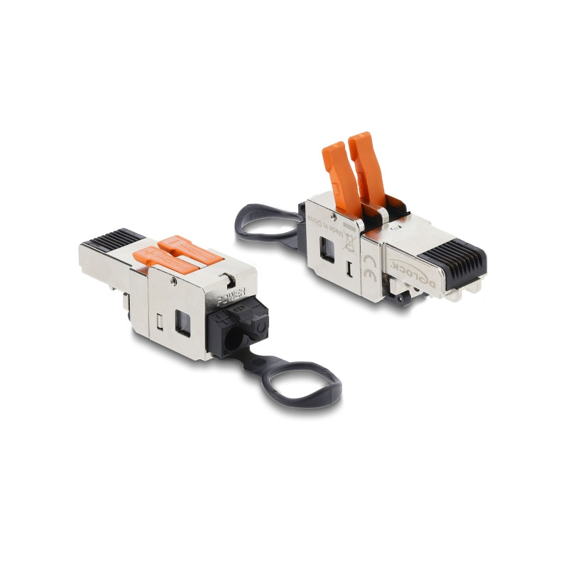 Delock RJ45 Stecker mit Klemmverschluss 2 Pin +/- werkzeugfrei - composite power connector