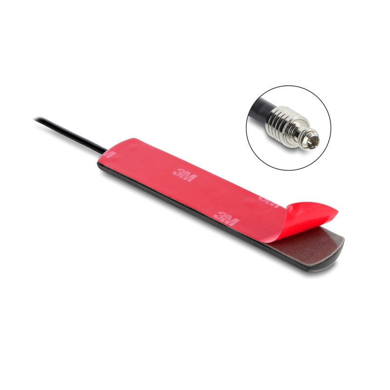 Delock LTE Antenne TS9 Stecker 1,5 dBi omnidirektional starr mit Anschlusskabel RG-174 1 m Klebemontage outdoor schwarz