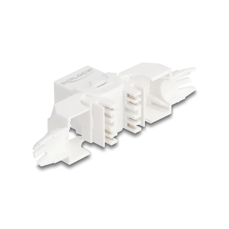 Delock Keystone Modul RJ45 Buchse zu LSA Cat.6A UTP 180° werkzeugfrei mit Kabelverschraubung