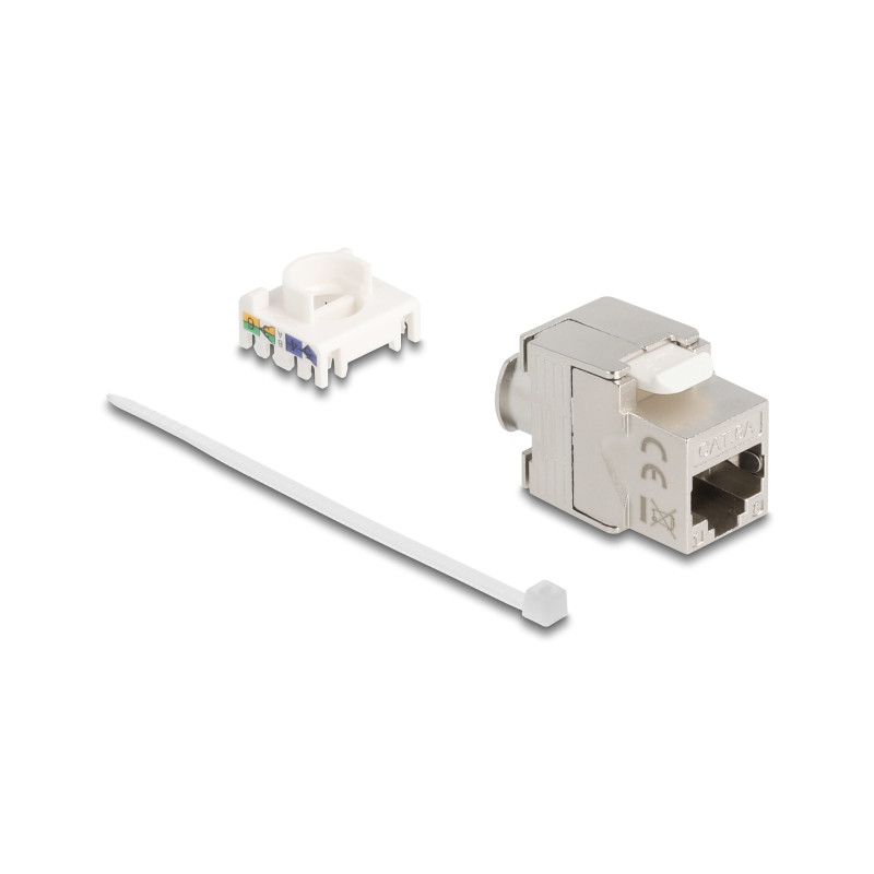 Delock Keystone Modul Slim RJ45 Buchse zu LSA Cat.6A geschirmt 180° werkzeugfrei