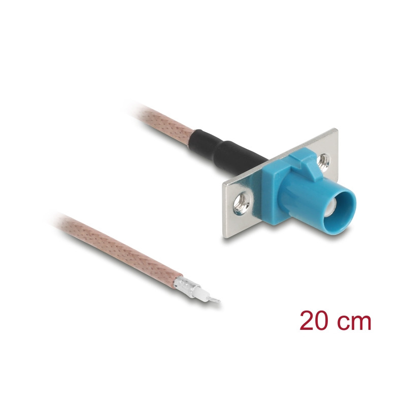 Delock Antennenkabel FAKRA Z Buchse zu offenen Kabelenden RG-316 20 cm 2 vorgestanzte Löcher