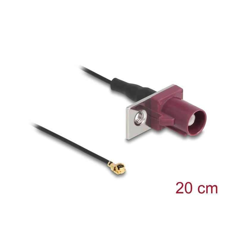 Delock Antennenkabel FAKRA D Stecker zu MHF® I Stecker 1,13 - 20 cm 1 vorgestanztes Loch