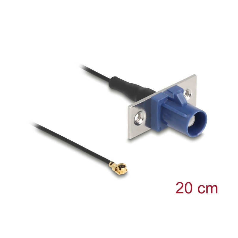 Delock Antennenkabel FAKRA C Stecker zu MHF® I Stecker 1,13 - 20 cm 2 vorgestanzte Löcher