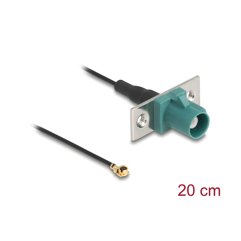 Delock Antennenkabel FAKRA Z Stecker zu MHF® I Stecker 1,13 - 20 cm 2 vorgestanzte Löcher