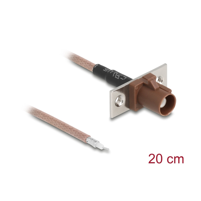 Delock Antennenkabel FAKRA F Buchse zu offenen Kabelenden RG-316 20 cm 2 vorgestanzte Löcher