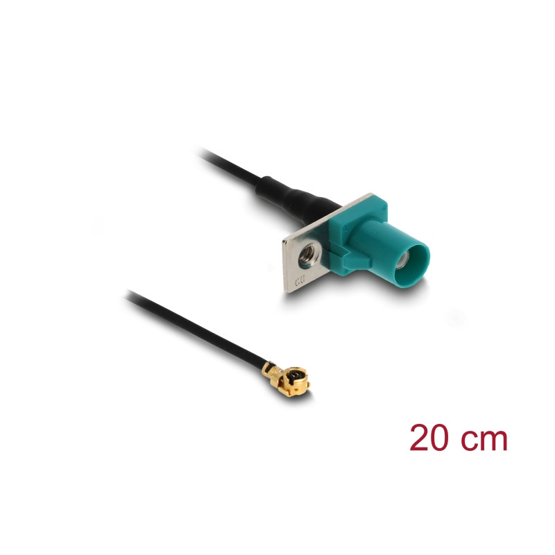 Delock Antennenkabel FAKRA Z Stecker zu MHF® I Stecker 1,13 - 20 cm 2 vorgestanztes Loch