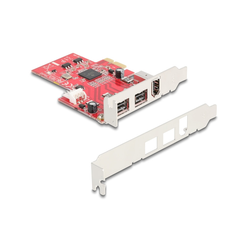 Delock PCI Express x1 Karte zu 2 x extern FireWire B + 1 x extern FireWire A - Low Profile Formfaktor