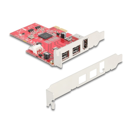 Delock PCI Express x1 Karte zu 2 x extern FireWire B + 1 x extern FireWire A - Low Profile Formfaktor