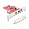 Delock PCI Express x1 Karte zu 2 x extern FireWire B + 1 x extern FireWire A - Low Profile Formfaktor