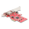 Delock PCI Express x1 Karte zu 2 x extern FireWire B + 1 x extern FireWire A - Low Profile Formfaktor