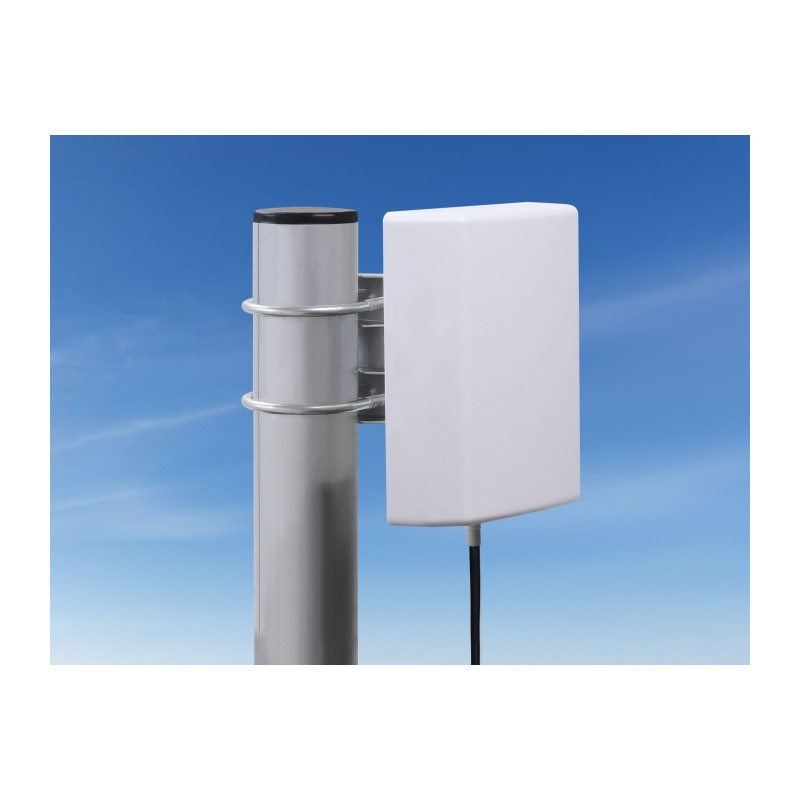 Delock WiFi 2,4 GHz Antenne N Stecker 8 dBi direktional mit Anschlusskabel RG-58, 50 cm weiß outdoor