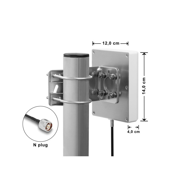 Delock WiFi 2,4 GHz Antenne N Stecker 8 dBi direktional mit Anschlusskabel RG-58, 50 cm weiß outdoor