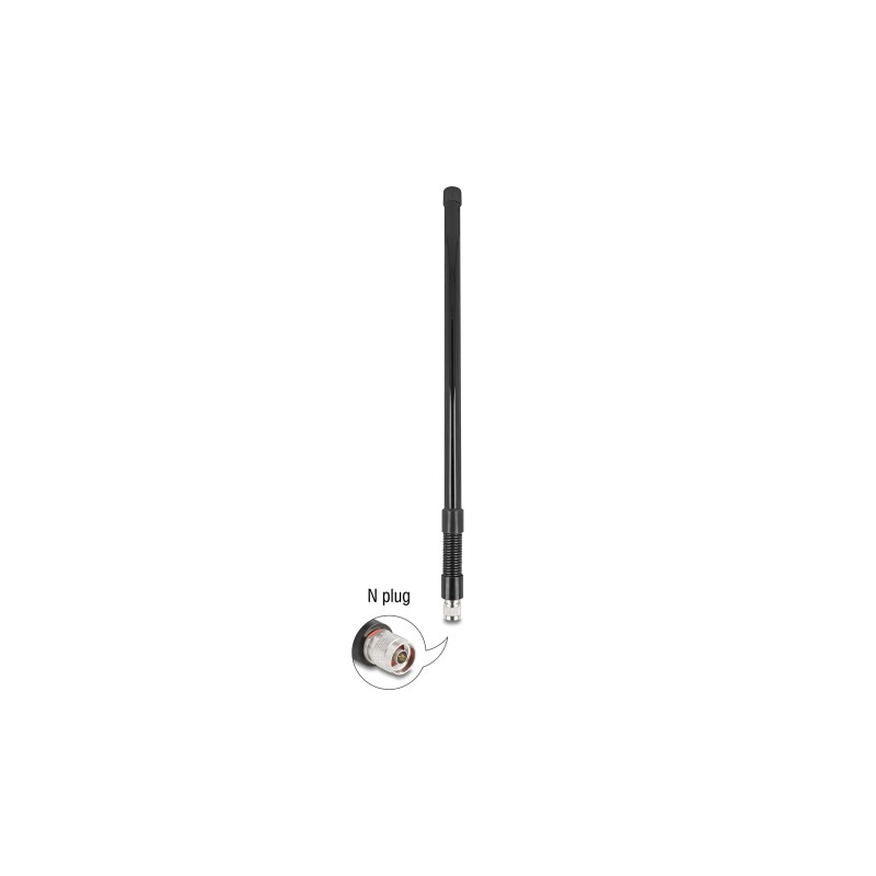 Delock WiFi 5,8 GHz Antenne N Stecker 7 dBi omnidirektional mit Stahlfeder schwarz outdoor