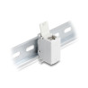 Delock RJ45 Kupplung Cat.6A Buchse zu Buchse mit Staubschutzklappe für Hutschienen Montage grau