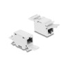 Delock RJ45 Kupplung Cat.6A Buchse zu Buchse mit Staubschutzklappe für Hutschienen Montage grau