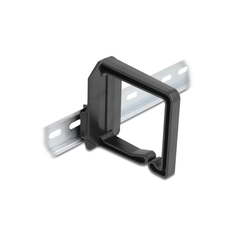 Delock Kabelbügel 70 x 70 mm mit Montageplatte zur Hutschienenbefestigung schwarz