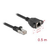 Delock Netzwerk Verlängerungskabel S/FTP RJ45 Stecker zu RJ45 Buchse Cat.6A flache Ausführung 0,5 m schwarz