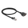 Delock Netzwerk Verlängerungskabel S/FTP RJ45 Stecker zu RJ45 Buchse Cat.6A flache Ausführung 0,5 m schwarz
