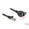 Delock Netzwerk Verlängerungskabel S/FTP RJ45 Stecker zu RJ45 Buchse Cat.6A flache Ausführung 1 m schwarz