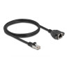 Delock Netzwerk Verlängerungskabel S/FTP RJ45 Stecker zu RJ45 Buchse Cat.6A flache Ausführung 1 m schwarz
