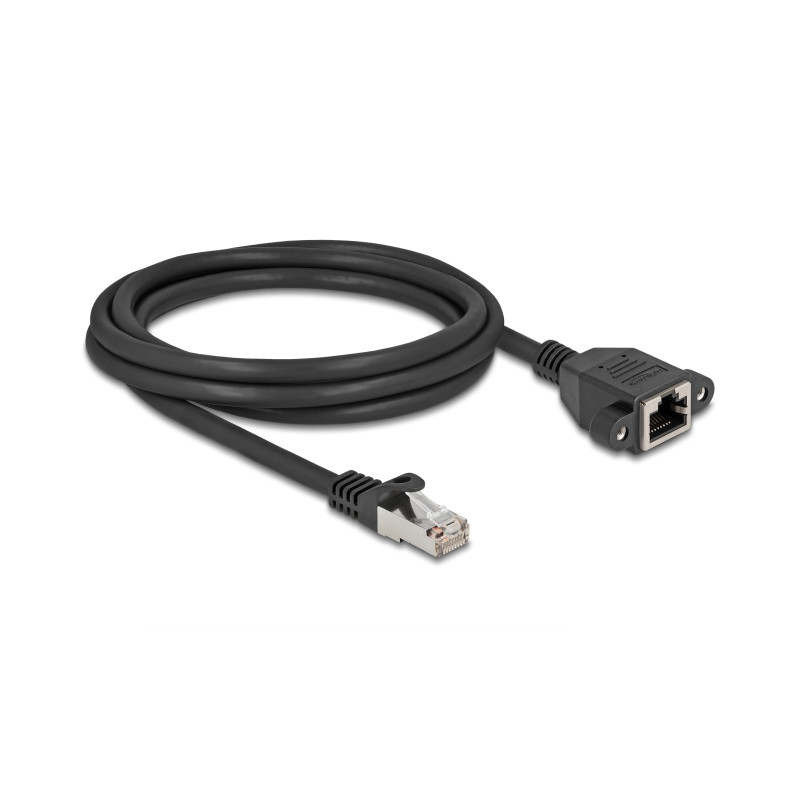 Delock Netzwerk Verlängerungskabel S/FTP RJ45 Stecker zu RJ45 Buchse Cat.6A flache Ausführung 3 m schwarz