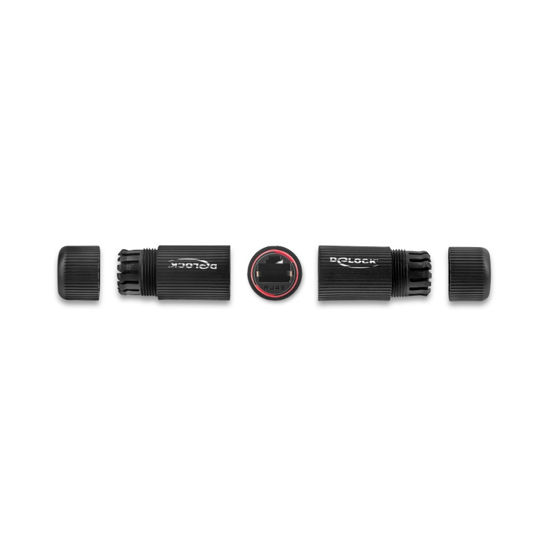 Delock Kabelverbinder RJ45 Buchse zu RJ45 Buchse Cat.6 mit M16 Gewinde und Bayonettverschluss IP68 staub- und wasserdicht