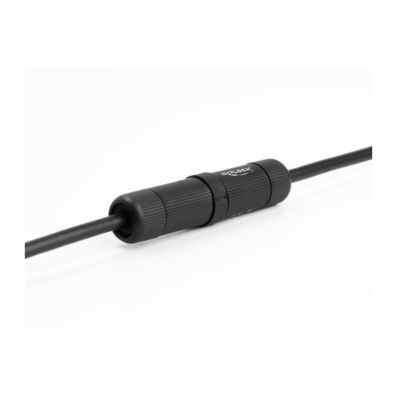 Delock Kabelverbinder RJ45 Buchse zu RJ45 Buchse Cat.6 mit M16 Gewinde und Bayonettverschluss IP68 staub- und wasserdicht