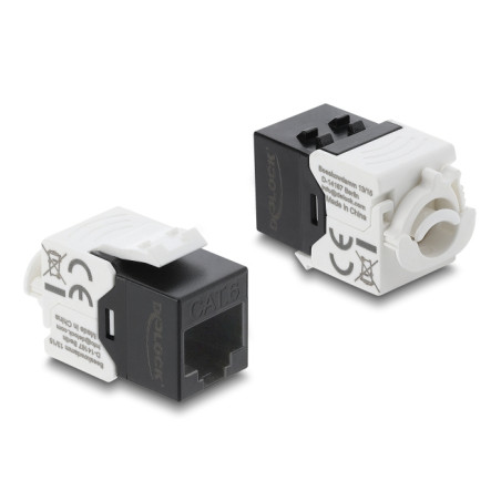 Delock Keystone Modul RJ45 Buchse zu LSA Cat.6 UTP mit Verschlussclip und kabelbinderfrei