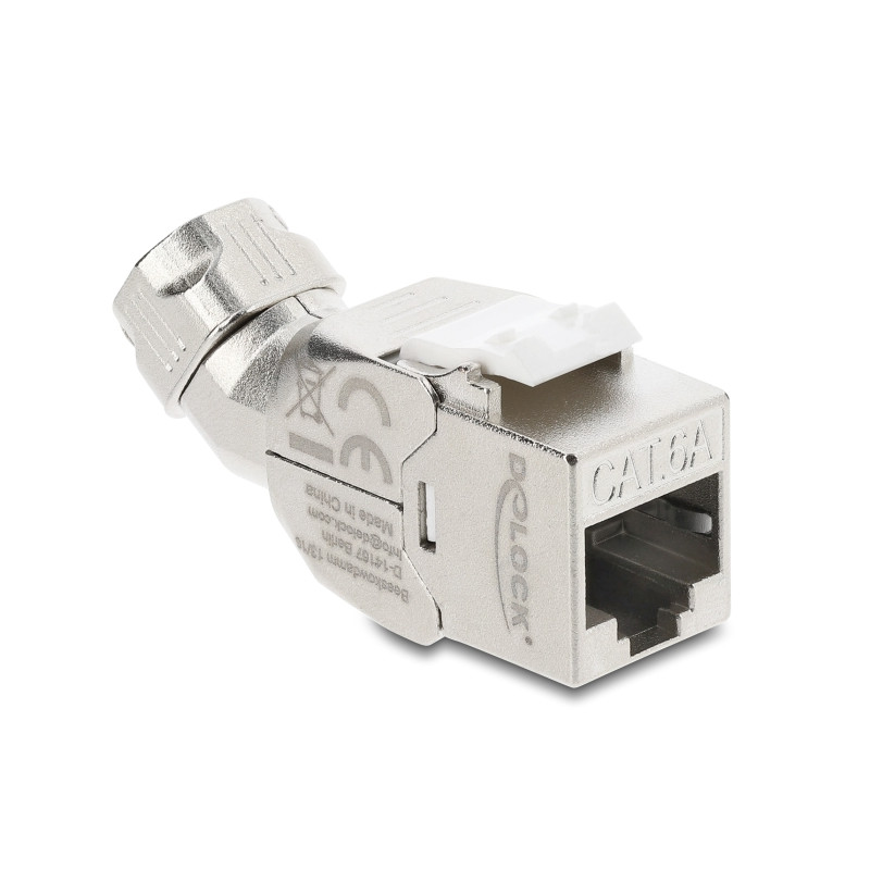 Delock Keystone Modul RJ45 Buchse zu LSA Cat.6A werkzeugfrei 45° winkelbar geschirmt