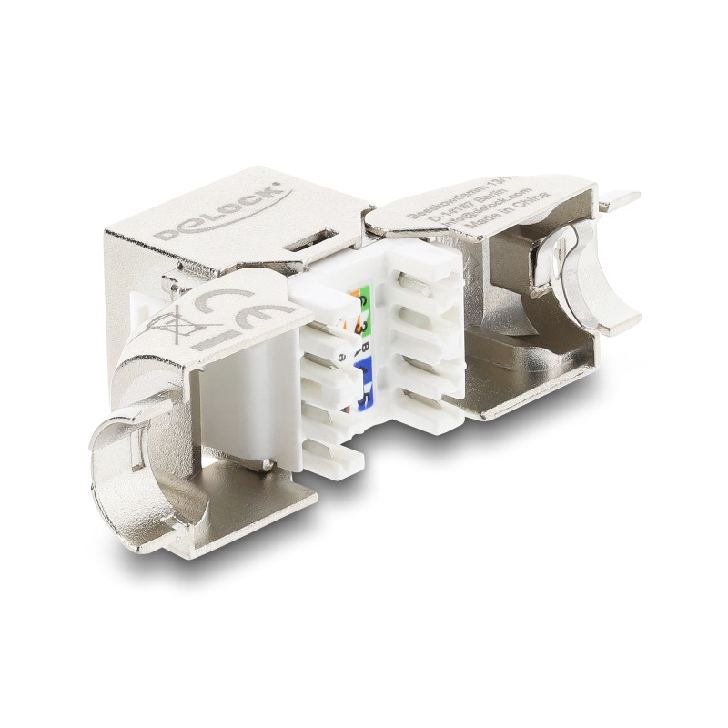 Delock Keystone Modul RJ45 Buchse zu LSA Cat.6A werkzeugfrei 45° winkelbar geschirmt